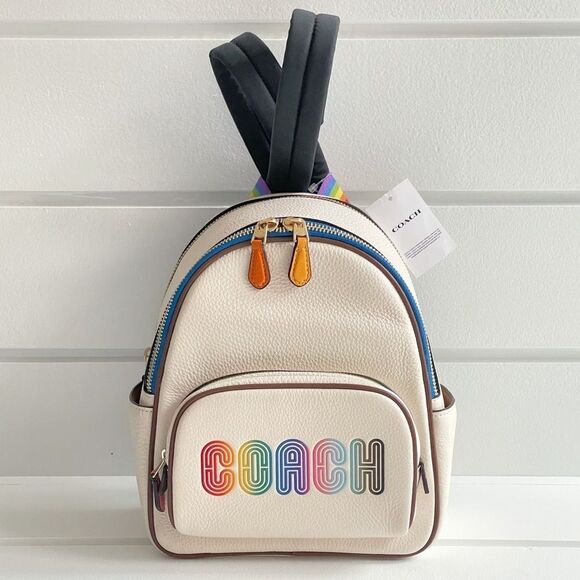 Coach Other - Coach Mini Court Backpack With Rainbow Coach Logo New With Tags